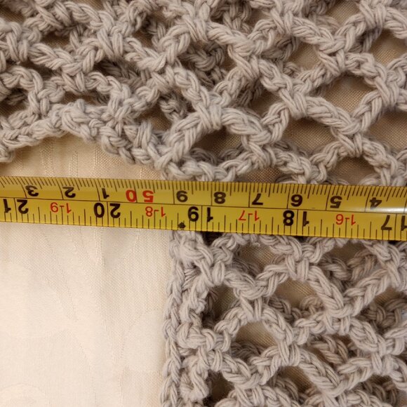 Women's Handmade Swim Coverup L Gray Rounded Neckline Fishnet Top Dress Crochet - Picture 7 of 9